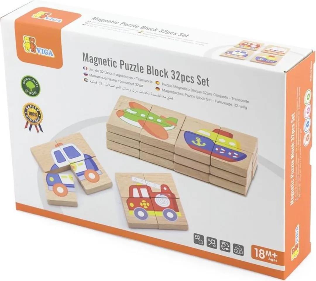 Vigatoys Magneetpuzzel Voertuigen 32-delig