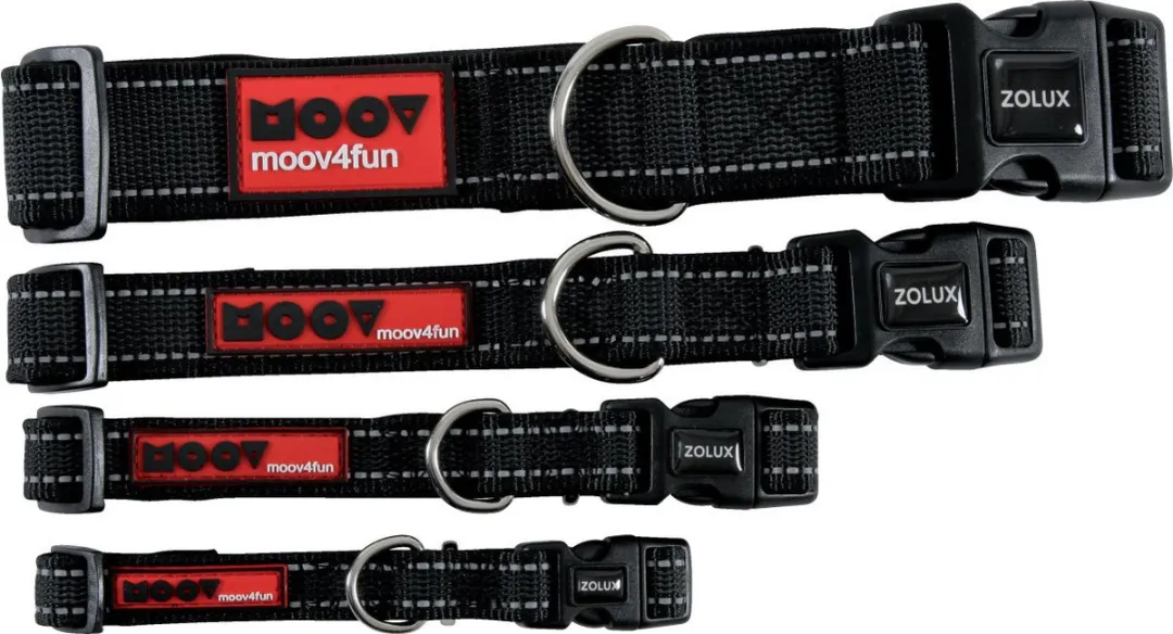Zolux Moov Hondenhalsband - Zwart - Reflecterend - 25mm
