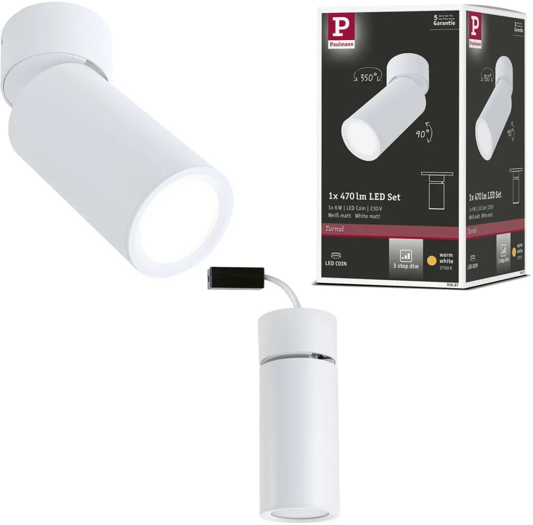 Paulmann Turnal Coin LED Plafondlamp 6W - 470lm Wit mat