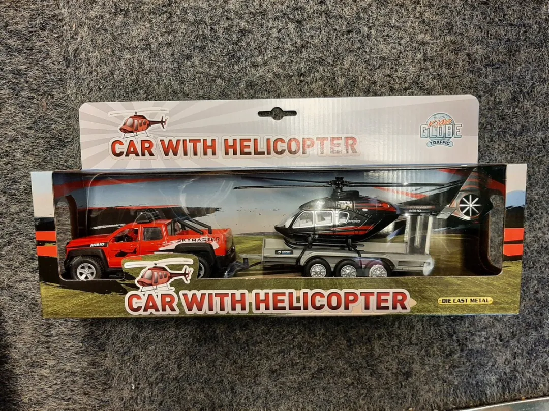 Kids Globe Terreinwagen met Helikopter Trailer