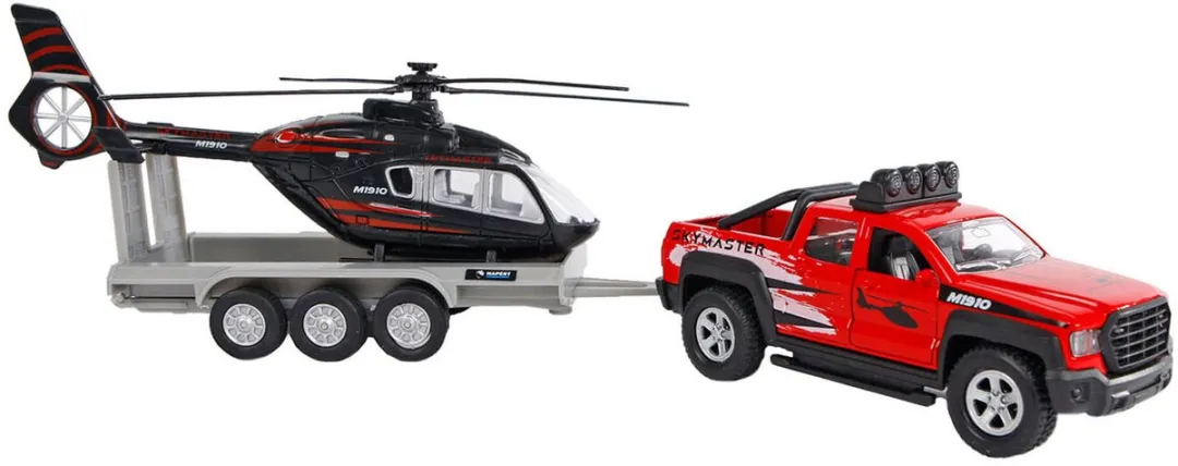 Kids Globe Terreinwagen met Helikopter Trailer