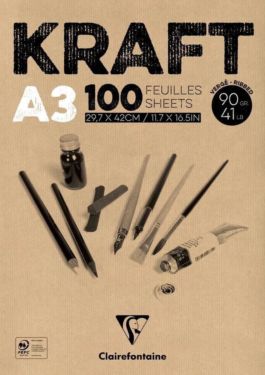 Clairefontaine Kraft Tekenblok A3 Bruin 100 Vel