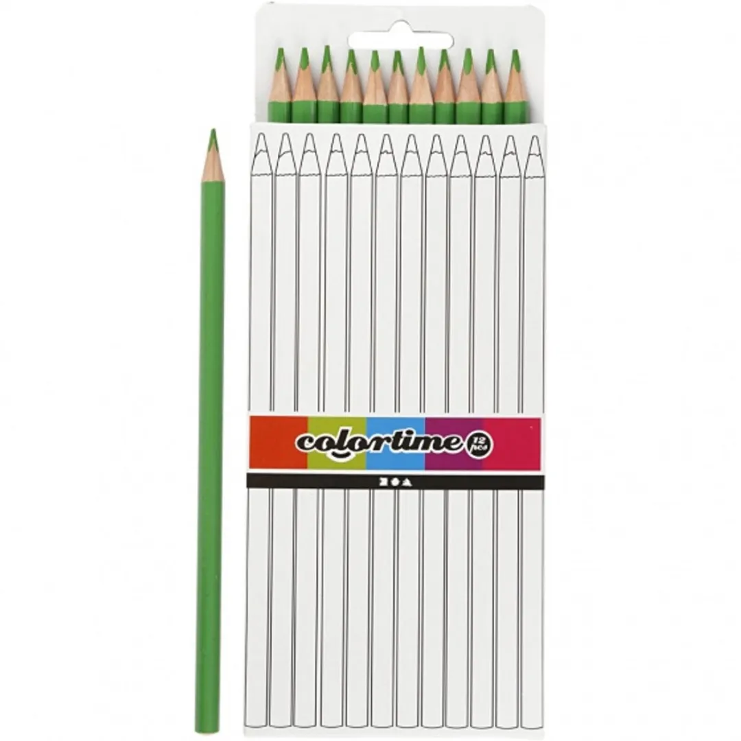 Colortime Kleurpotlood 3mm Groen - 12 Stuks