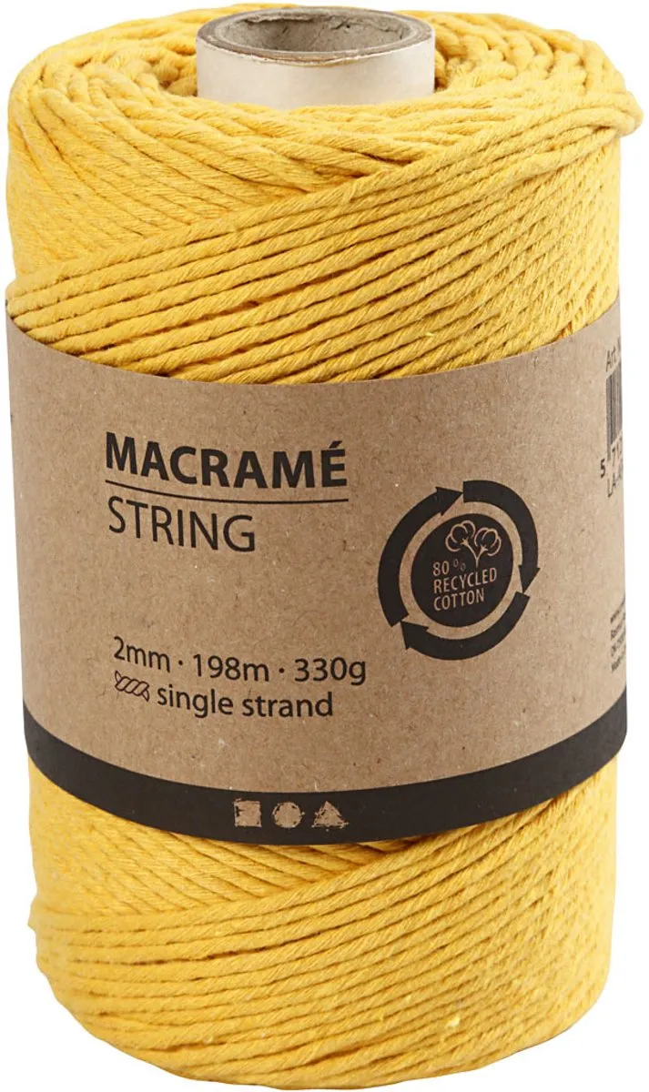 Creativ Company Macramékoord 2mm - 198m - Geel