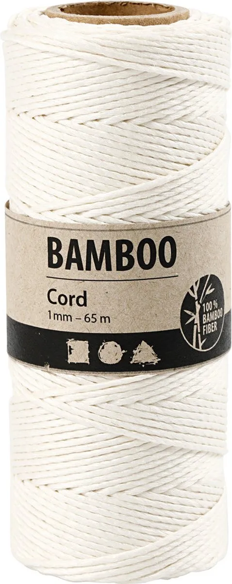 Creativ Company Bamboekoord 1mm Wit 65m