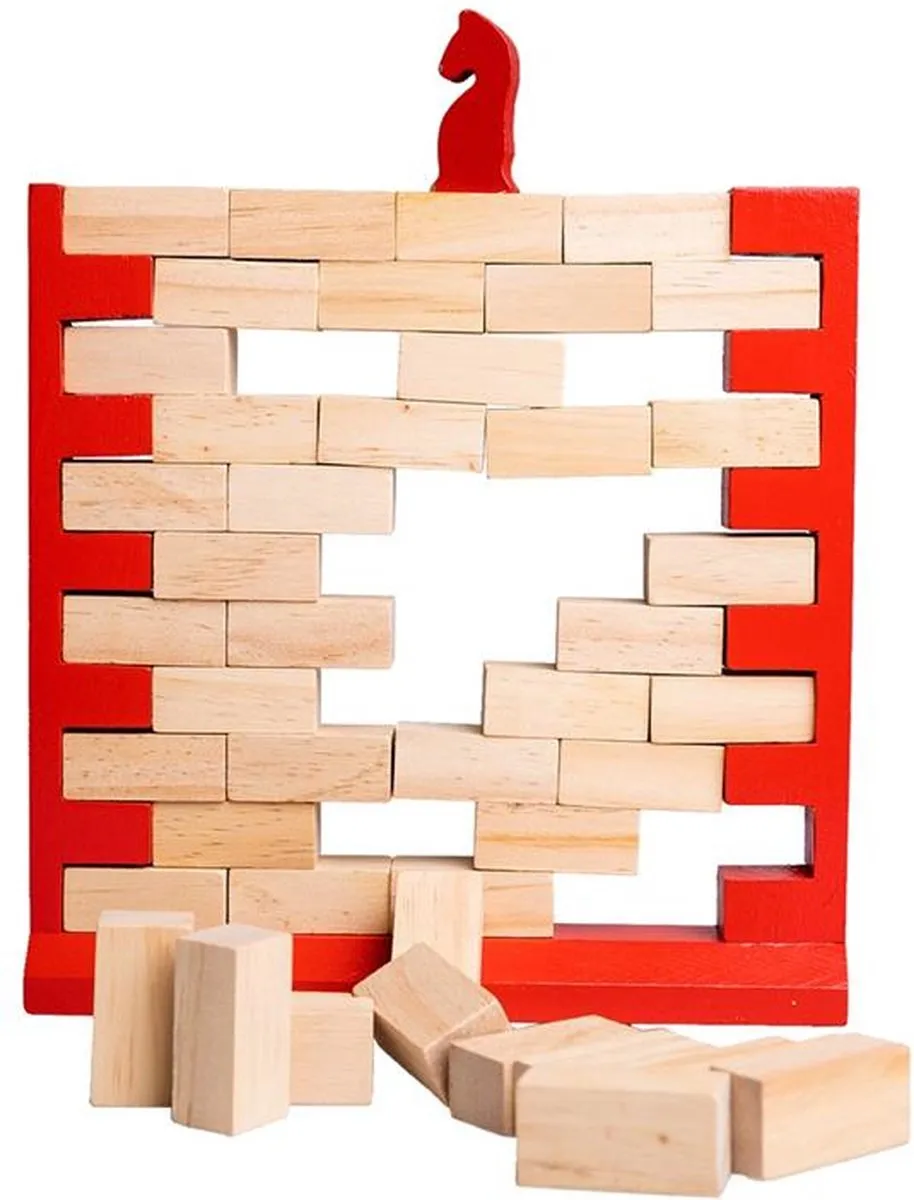 Clown Games Wobbling Wall - Paardfiguur & Houten Stenen - 2 Spelers