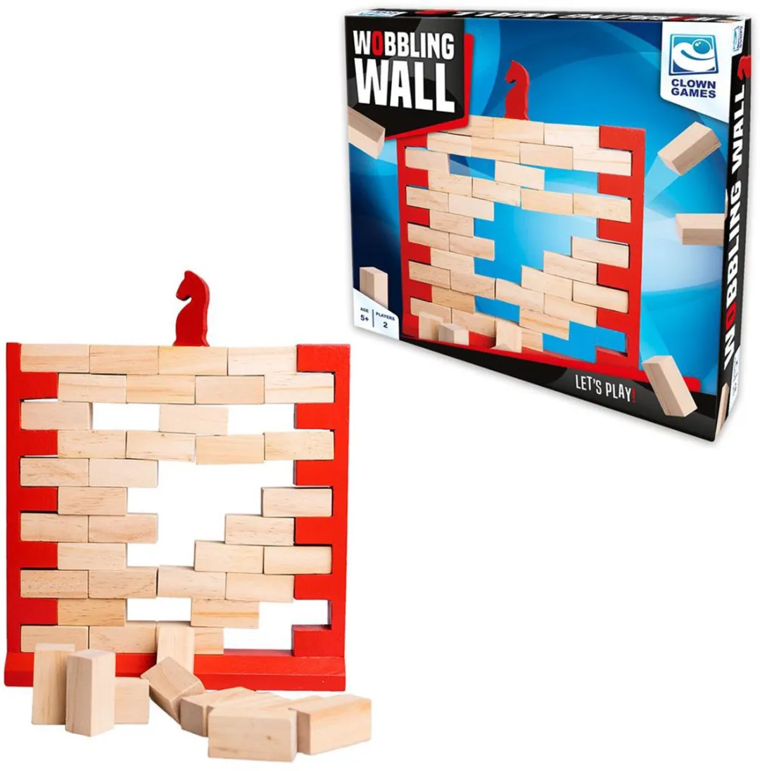 Clown Games Wobbling Wall - Paardfiguur & Houten Stenen - 2 Spelers