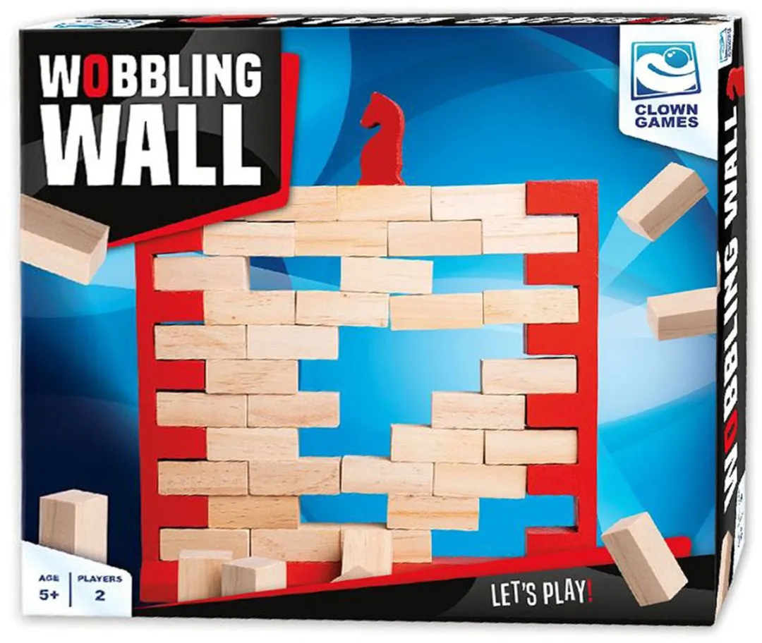 Clown Games Wobbling Wall - Paardfiguur & Houten Stenen - 2 Spelers - afbeelding 6 van 6