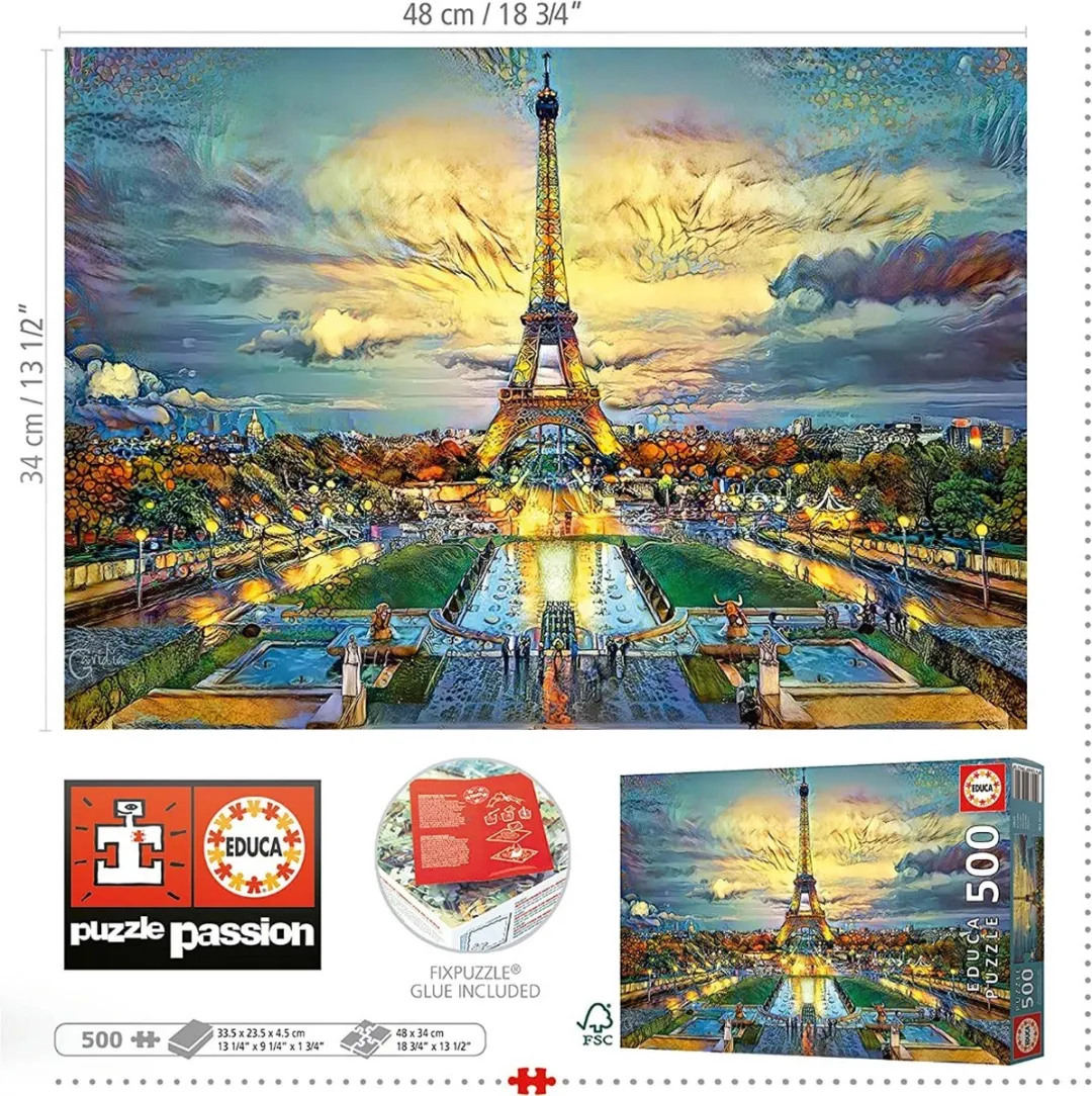 Educa Eiffeltoren Legpuzzel 500 Stuks - Multicolor