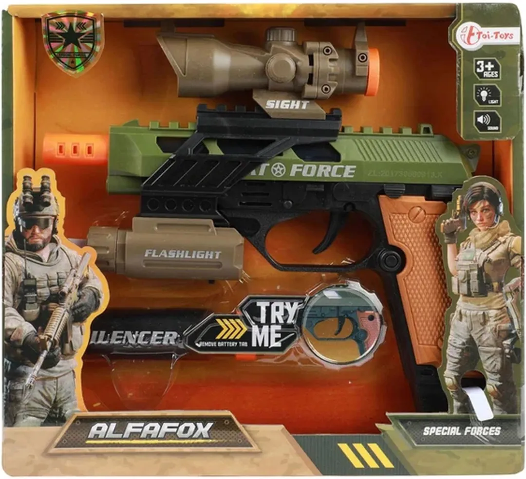 Toi-Toys Alfafox Militair Pistool - Licht & Geluid - M - Multi