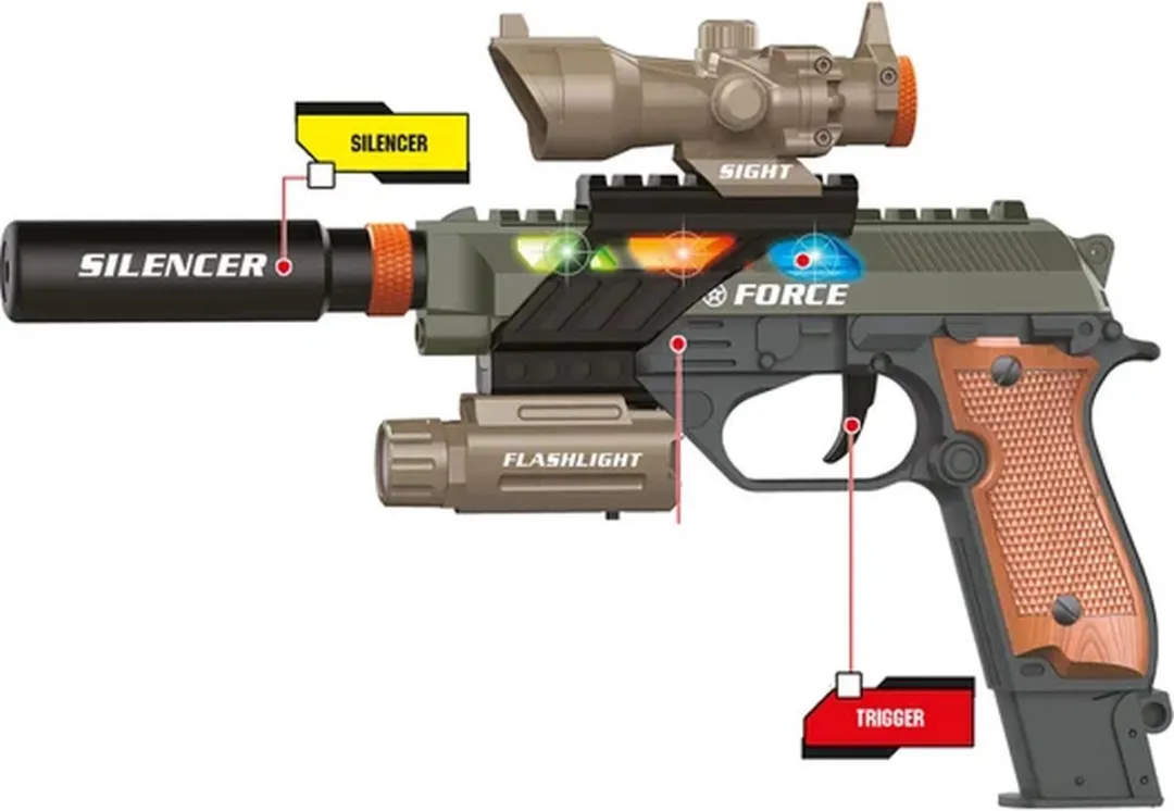 Toi-Toys Alfafox Militair Pistool - Licht & Geluid - M - Multi