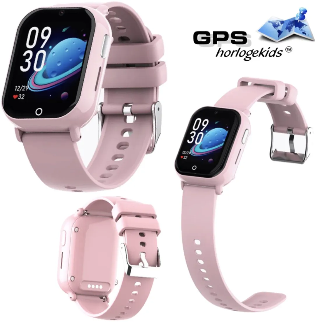 GPSHorlogeKids© - smartwatch kinderen - GPS horloge kind – kleinste model 2025 – kinder smartwatch - 4G videobellen - spatwaterdicht - SOS alarm - incl. SIM - PAX Roze