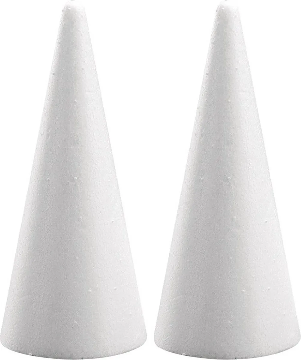 Rayher Piepschuim Kegels 2 Stuks - Wit - H21cm