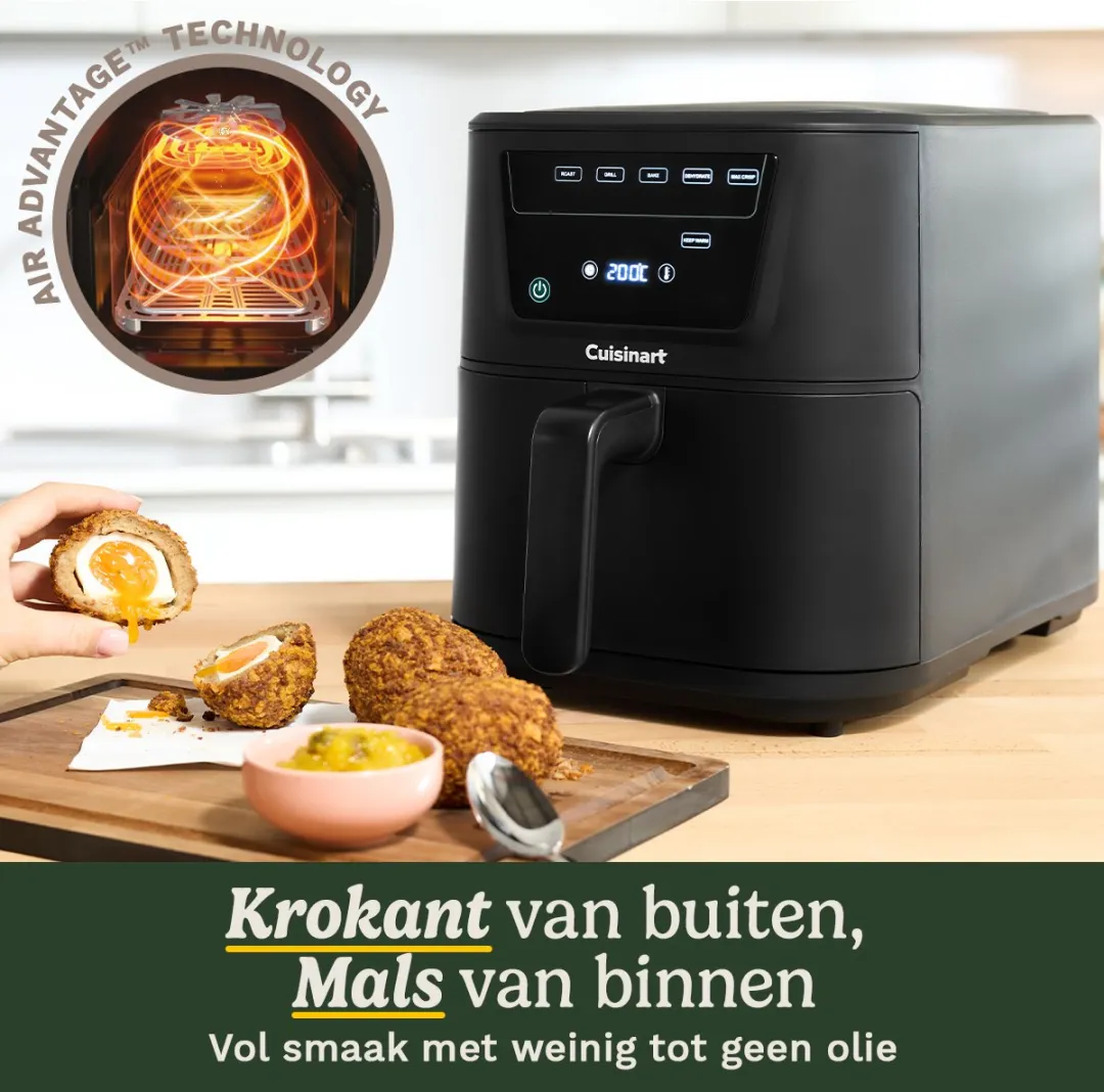 Cuisinart Compact Max AFS80BL Airfryer 2200W - 7,6L - Zwart - afbeelding 6 van 6