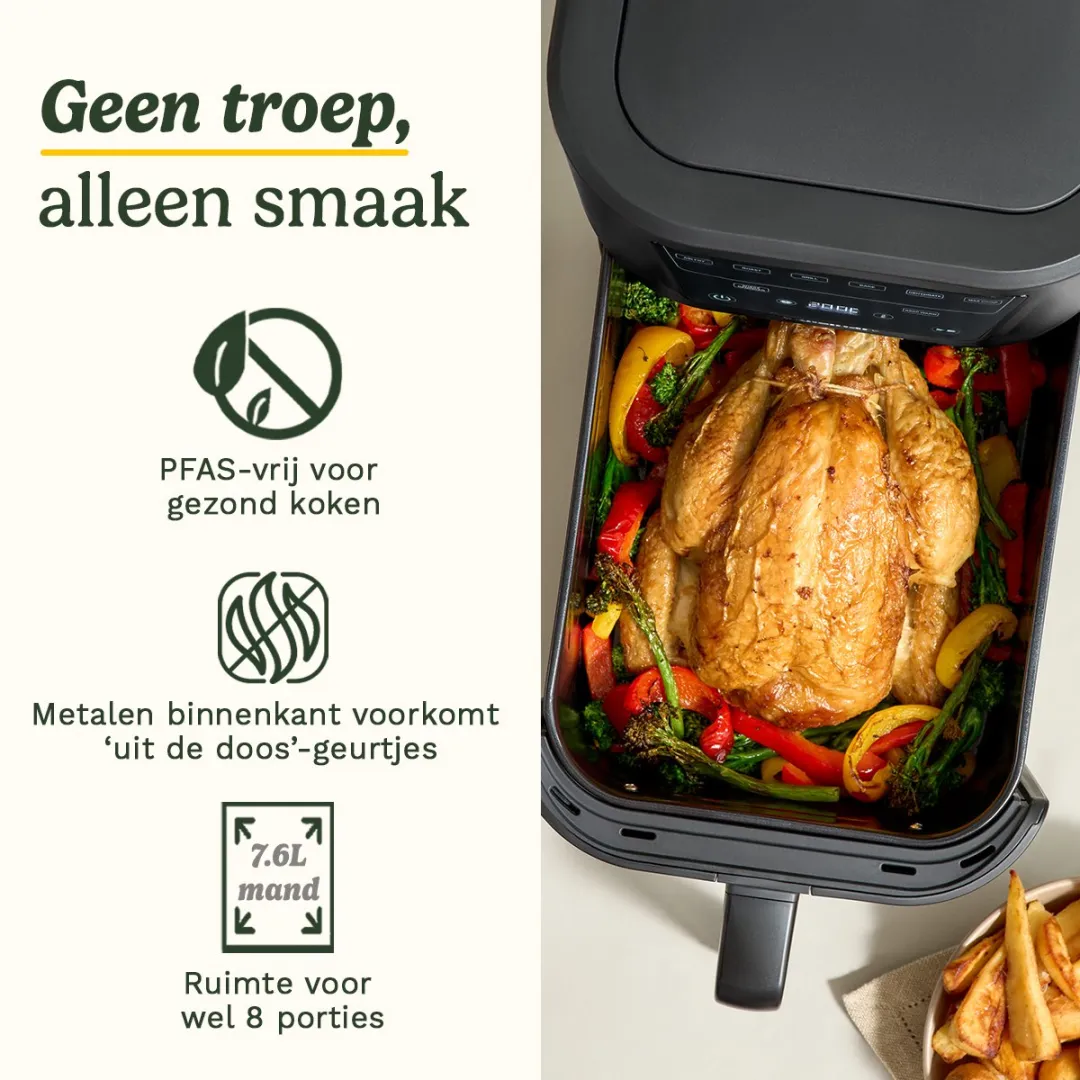 Cuisinart - Compact Max AFS80BL Airfryer - Heteluchtfriteuse XXL 7,6 L 2000W - Tot 8 porties - 7 programma's - PFAS-vrij keramisch - Zwart