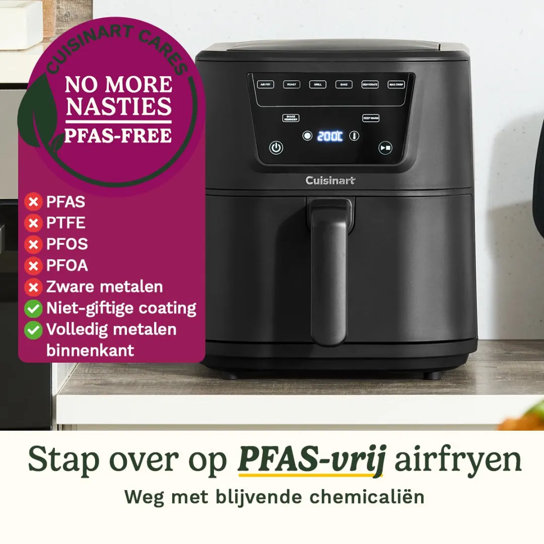 Cuisinart - Compact Max AFS80BL Airfryer - Heteluchtfriteuse XXL 7,6 L 2000W - Tot 8 porties - 7 programma's - PFAS-vrij keramisch - Zwart