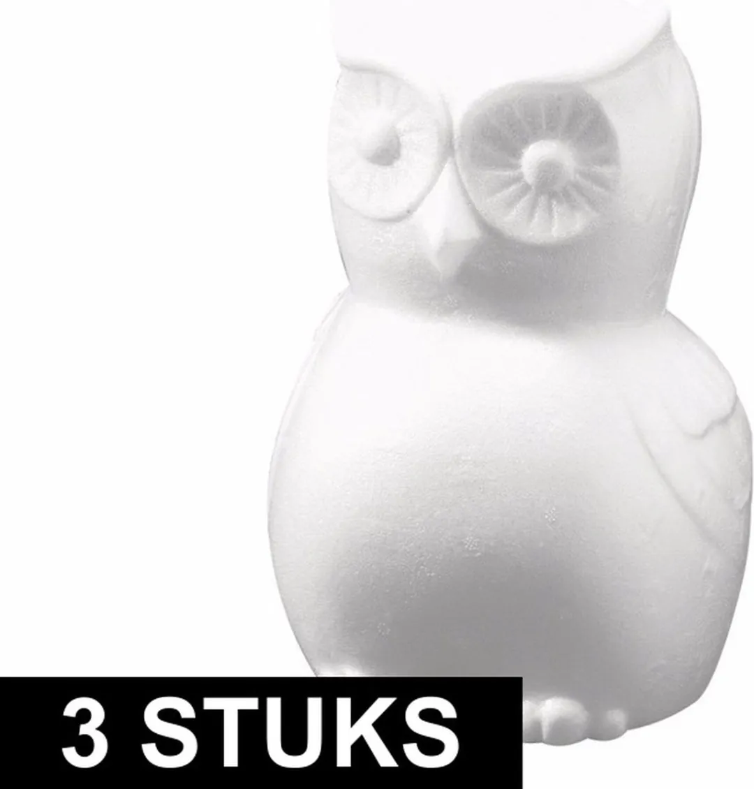 Rayher Piepschuim Uilen Figuren - 3 Stuks - 22cm - Wit