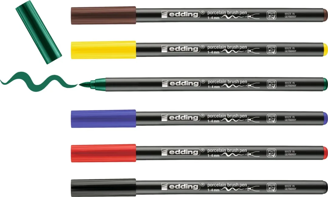 edding 4200 Porseleinstiften Basis 6-delig - Flexibele penseelpunt 1-4mm