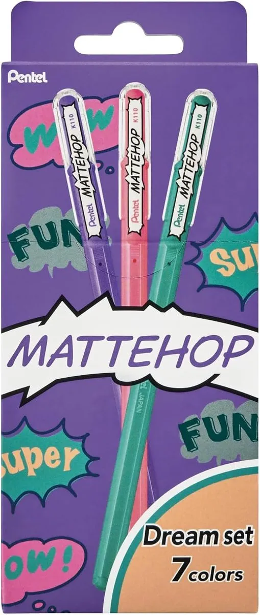 Pentel Mattehop Gelpennen 7 Kleuren Dream Set