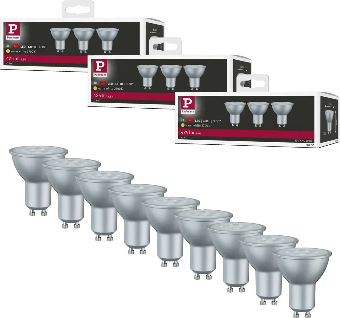 Paulmann Set LED Reflector 9x 6,5W 425lm 2700K