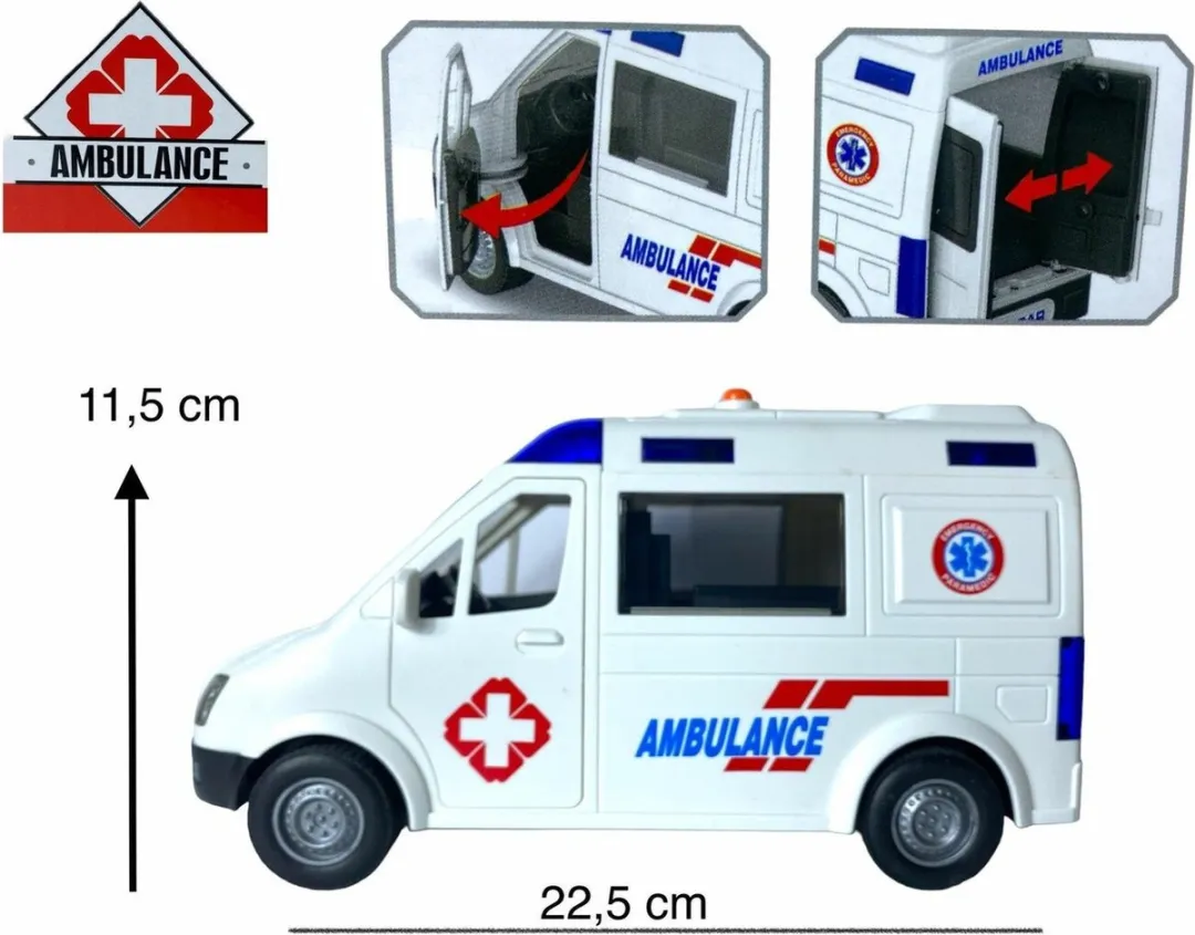 698 Jian Sheng Ambulance Frictie 22.5cm - ZY221A - Wit