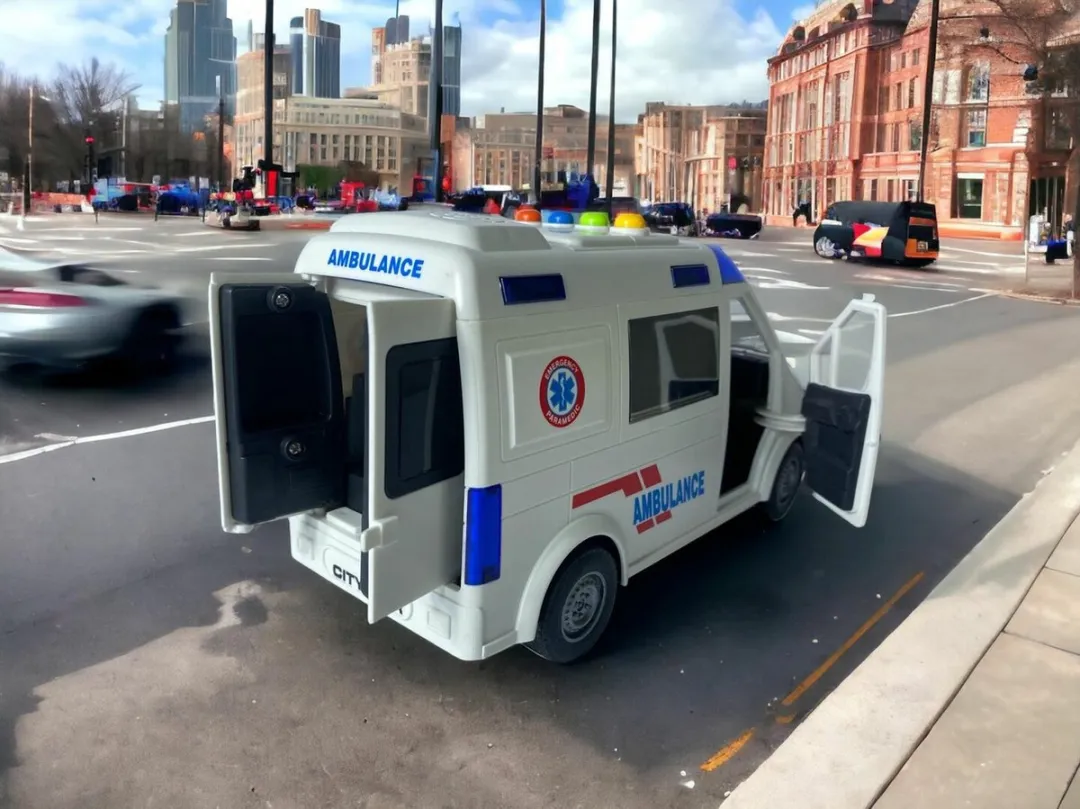 698 Jian Sheng Ambulance Frictie 22.5cm - ZY221A - Wit