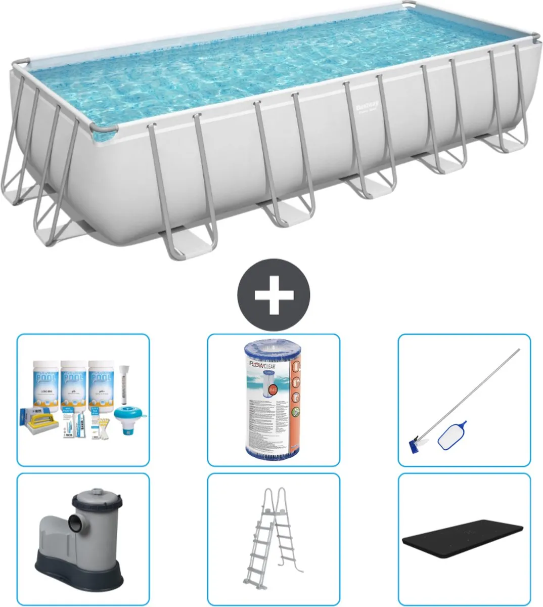Bestway Power Steel Zwembad 640x274x132cm - Grijs - 19.281L