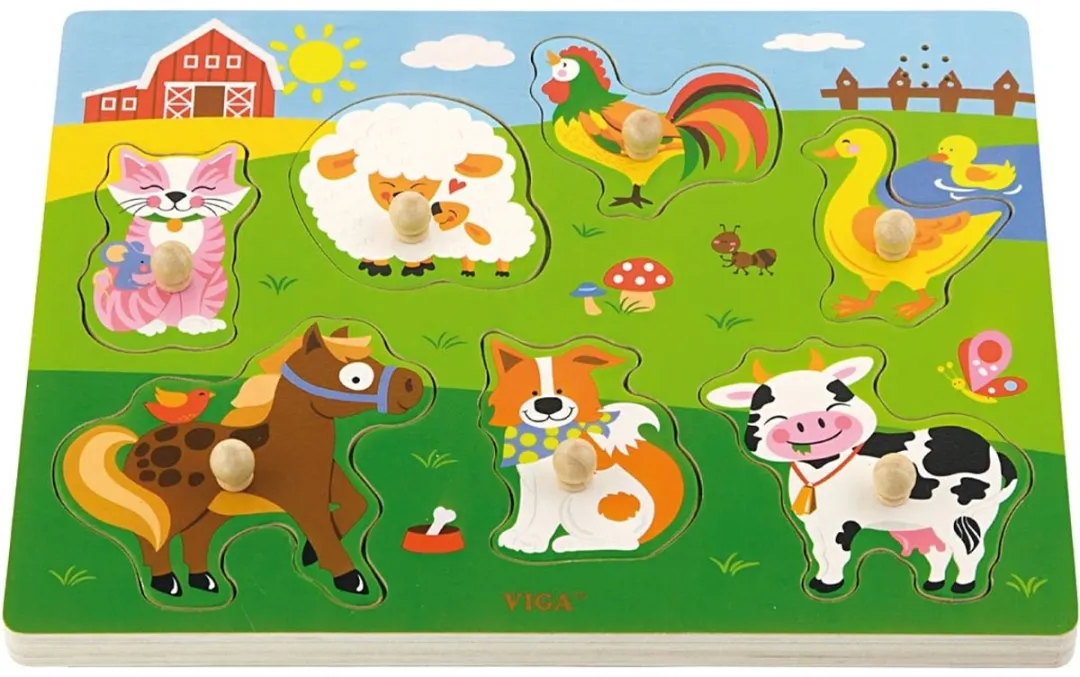 Viga Toys Vormenpuzzel Boerderij Geluid