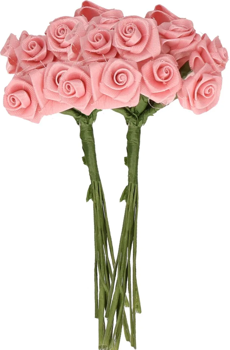 Rayher Decoratie Roosjes Satin - 24 Stuks - 12cm - Roze
