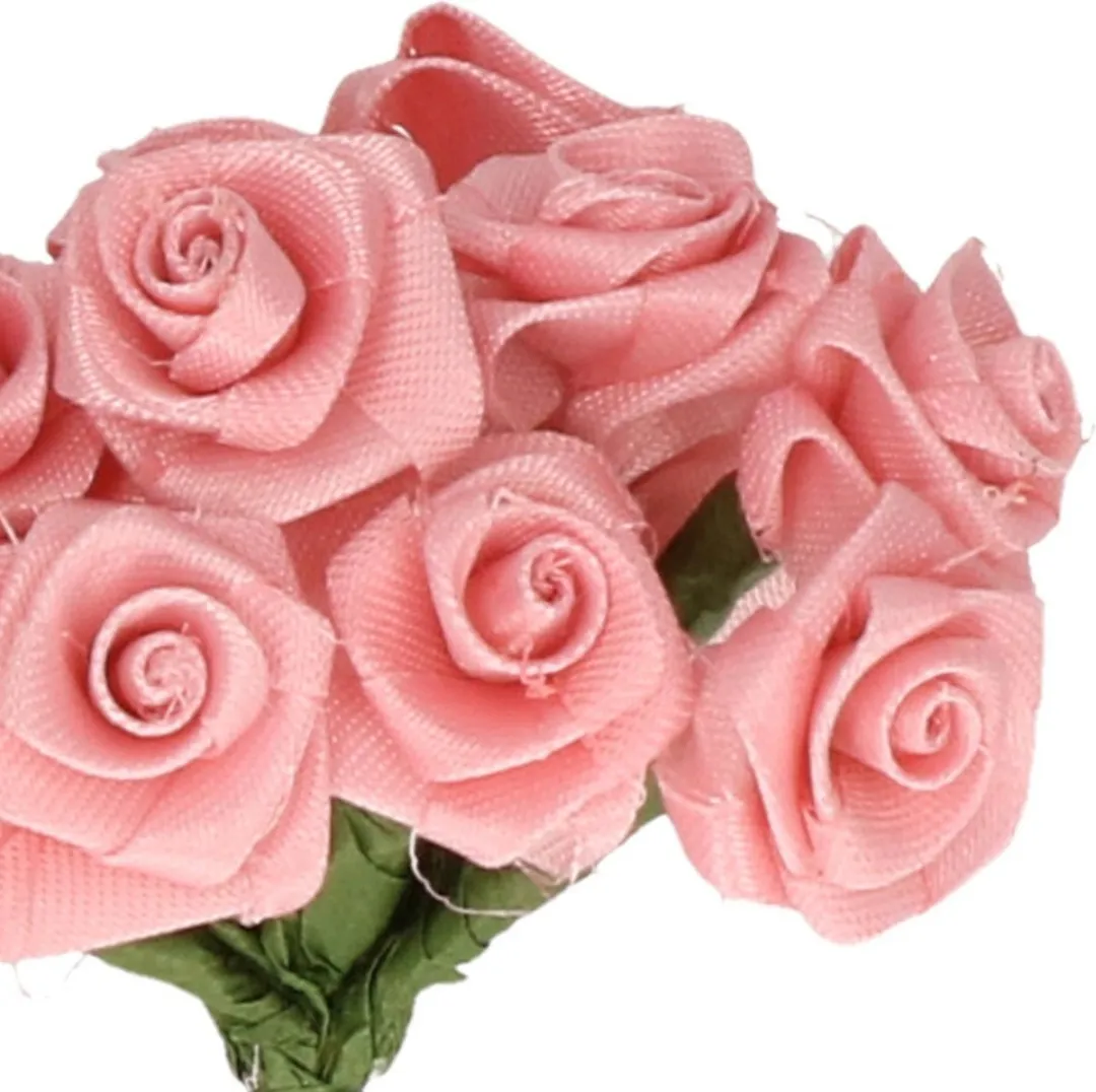 Rayher Decoratie Roosjes Satin - 24 Stuks - 12cm - Roze