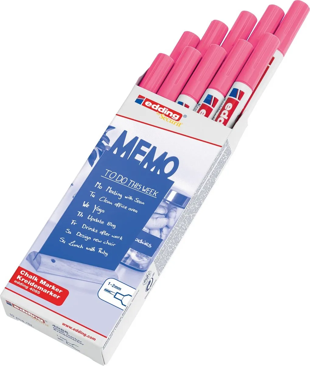 edding by Securit 4085 Krijtstift - Roze - 10 Stuks - afbeelding 2 van 2