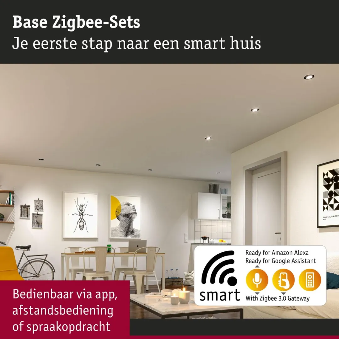 Paulmann LED-inbouwlamp Smart Home Zigbee 3.0 Coin Basisset - 3x430lm 27W 3000K - Zwart mat - afbeelding 6 van 6