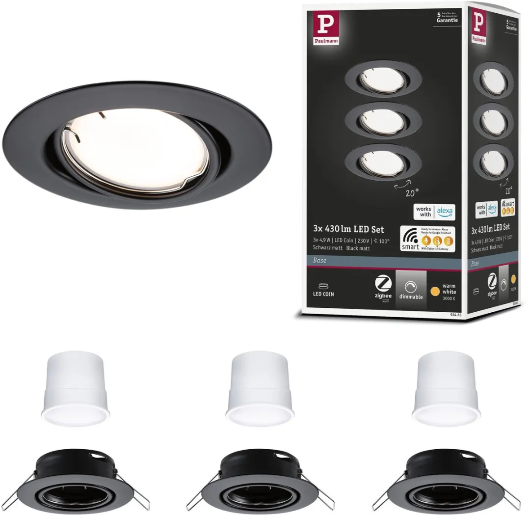 Paulmann LED-inbouwlamp Smart Home Zigbee 3.0 Coin Basisset