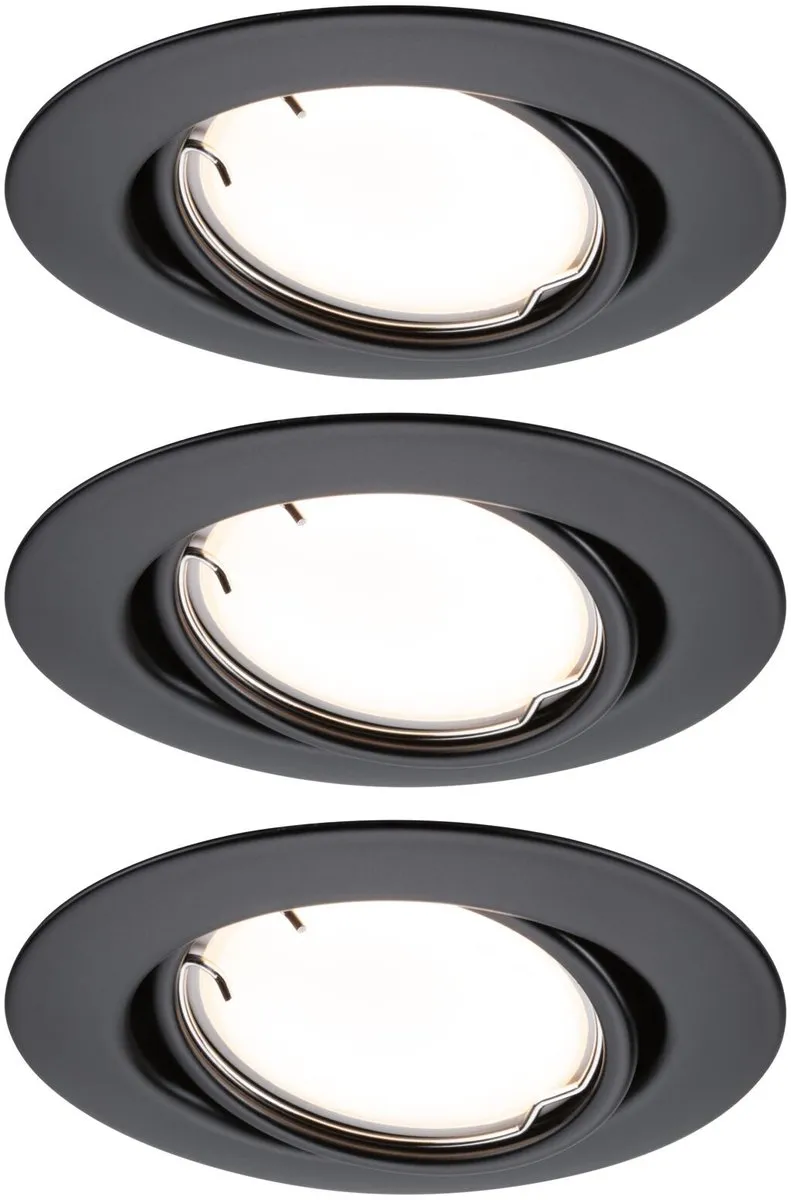 Paulmann LED-inbouwlamp Smart Home Zigbee 3.0 Coin Basisset - 3x430lm 27W 3000K - Zwart mat