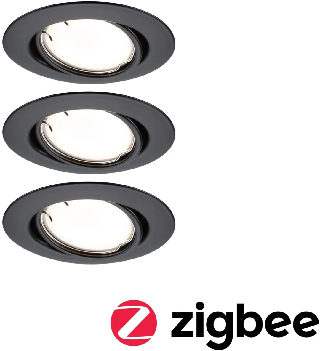 Paulmann LED-inbouwlamp Smart Home Zigbee 3.0 Coin Basisset - 3x430lm 27W 3000K - Zwart mat