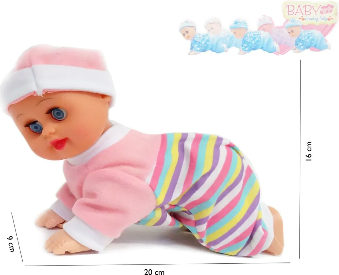 Ledy Toys Crawling Babypop 20cm - Roze - 3x AA