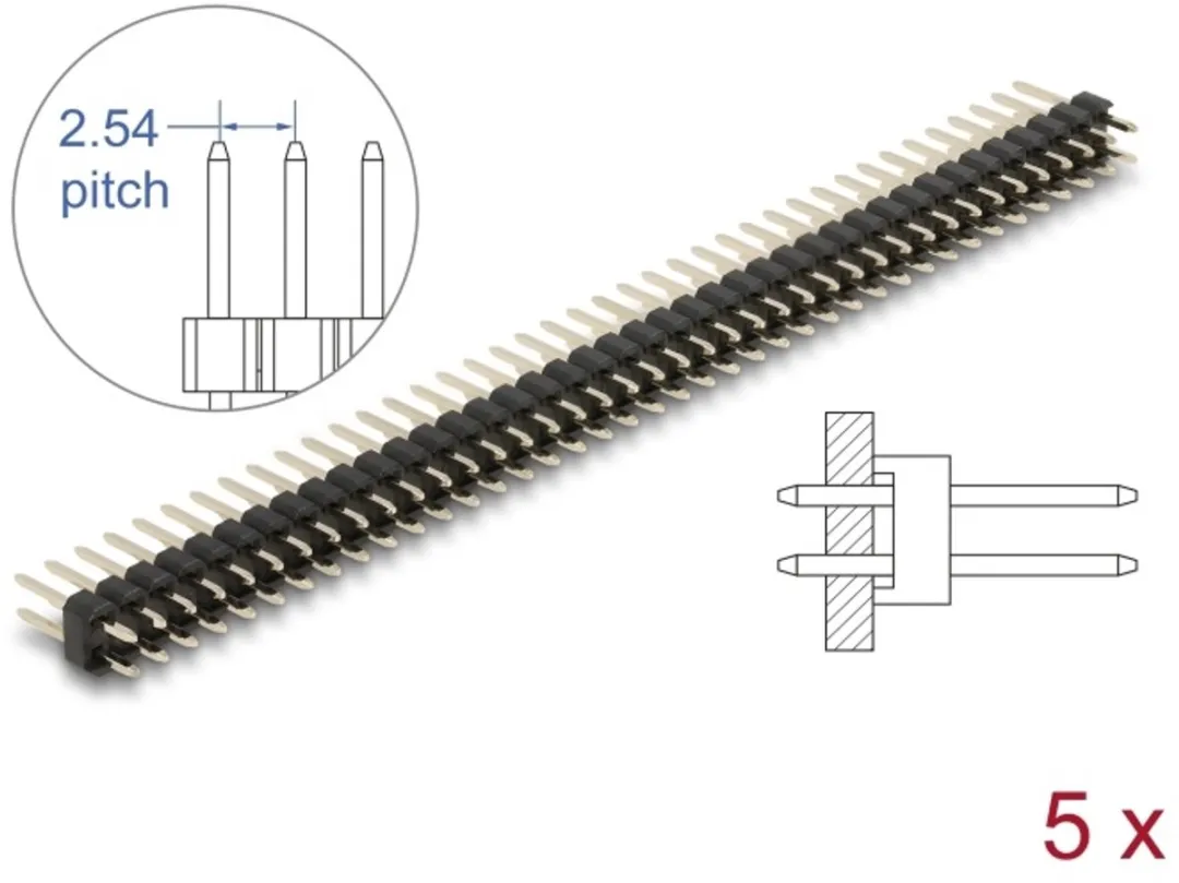 Delock Pin Header 40 Pin 2.54mm 2-rij 5 Stuks