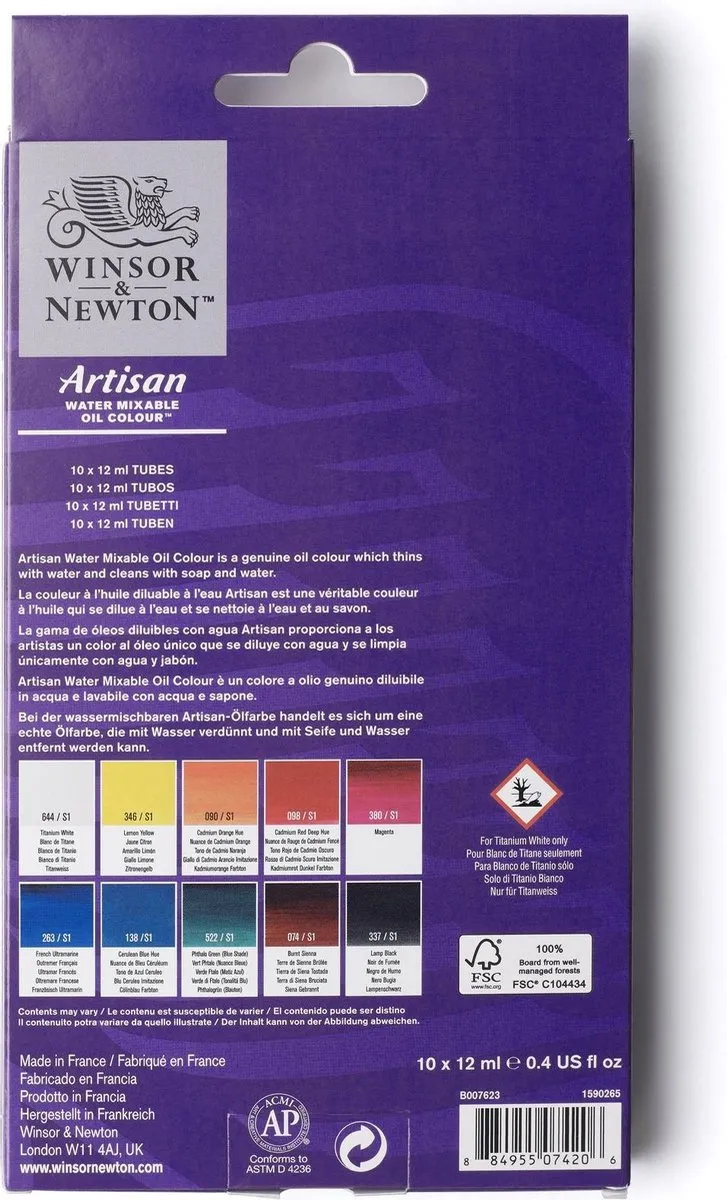 Winsor & Newton Artisan Water Mixable Olieverf 10x12ml - Beginnersset