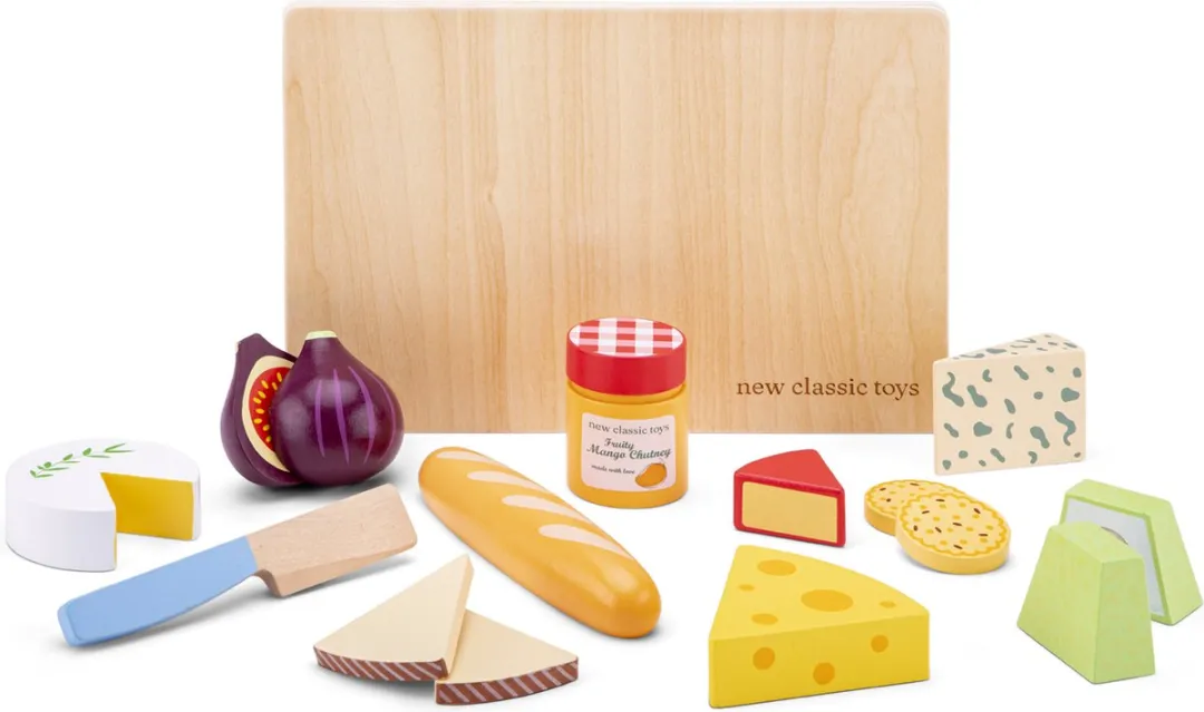 New Classic Toys Houten Kaasplankje Speelset - Snijplank met Kaas/Brood/Vijg/Crackers