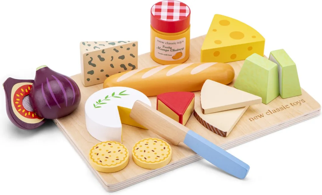 New Classic Toys Houten Kaasplankje Speelset - Snijplank met Kaas/Brood/Vijg/Crackers