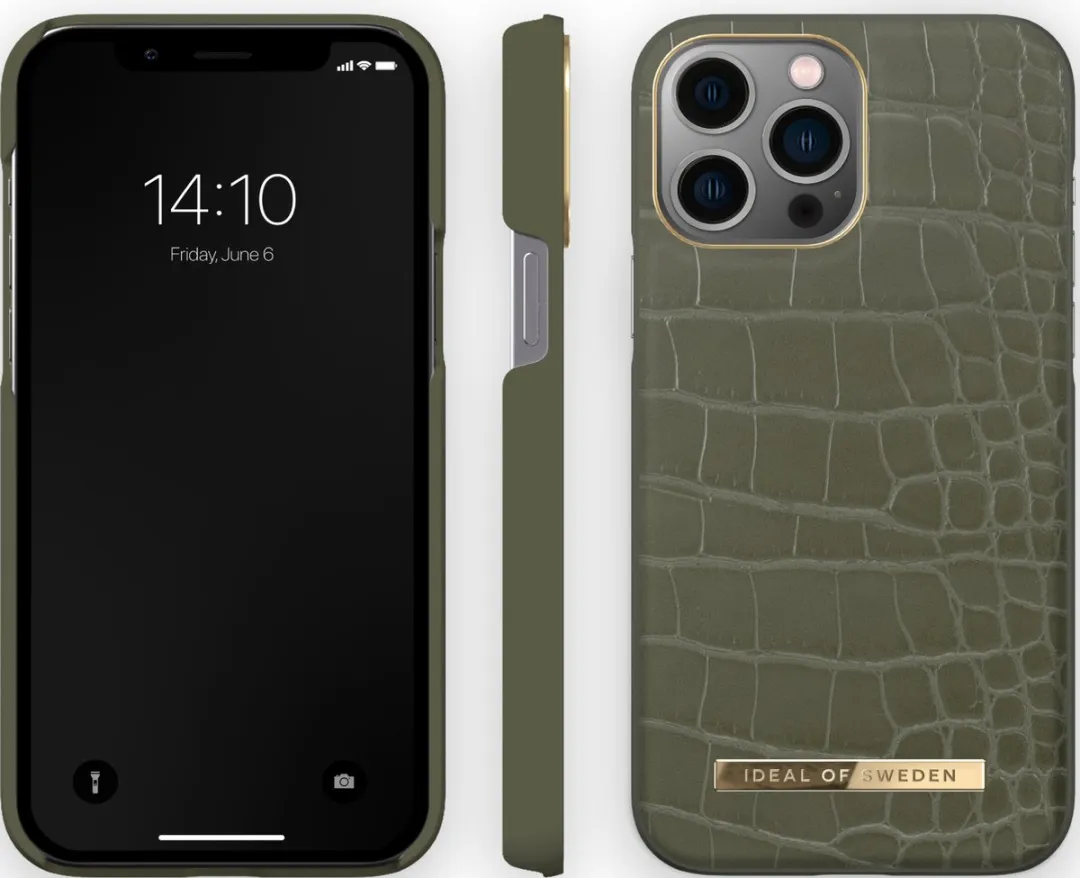 iDeal of Sweden iPhone 13 Pro Max Fashion Case - Khaki Croco - afbeelding 5 van 6