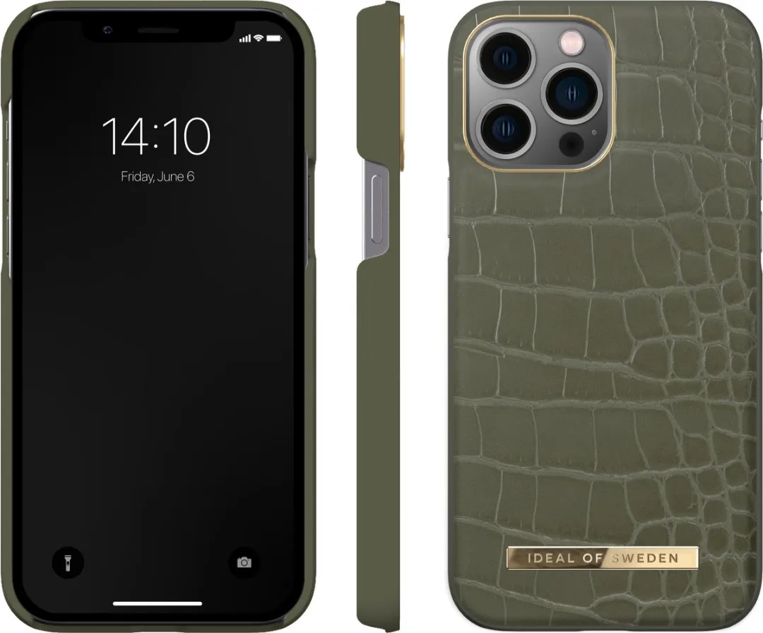 iDeal of Sweden iPhone 13 Pro Max Fashion Case - Khaki Croco - afbeelding 4 van 6