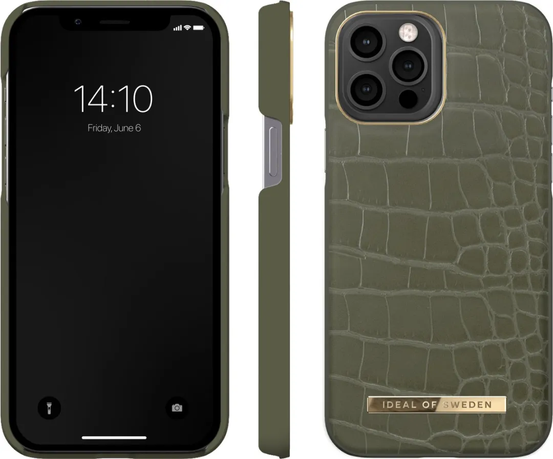 iDeal of Sweden iPhone 13 Pro Max Fashion Case - Khaki Croco - afbeelding 3 van 6
