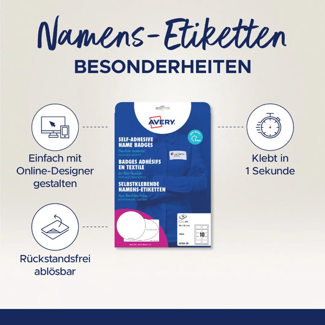 Avery Zweckform Naambadge rond 65mm - 160 Stuks - 20 Vel - Wit