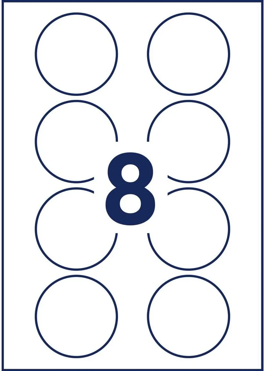 Avery Zweckform Naambadge rond 65mm - 160 Stuks - 20 Vel - Wit - afbeelding 6 van 6