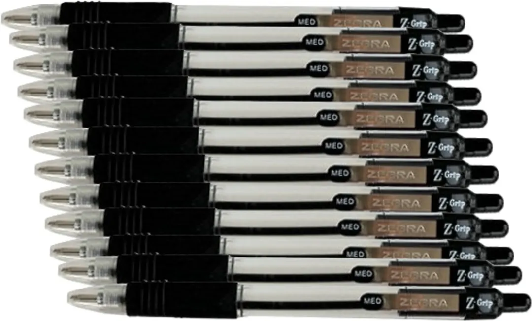 Zebra Z-Grip Retractable Ballpoint - 12 Stuks - Zwart - 1.0mm