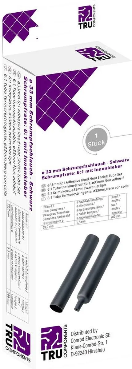 Tru Components T1904CA04 Krimpkous 33x5.5mm Zwart