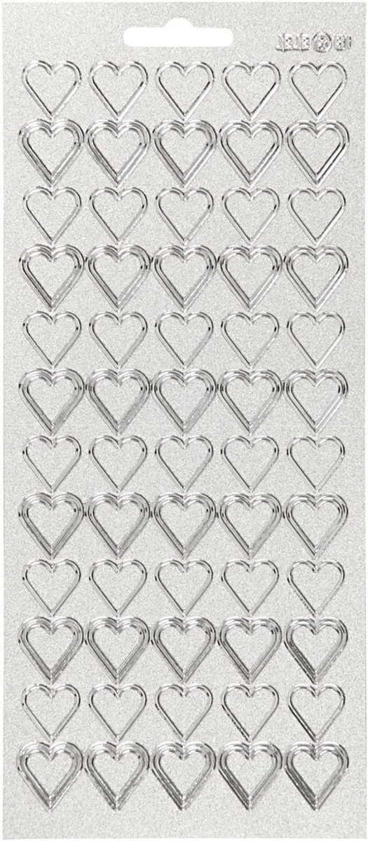 Creativ Company Zilver Harten Stickers - 10x23cm