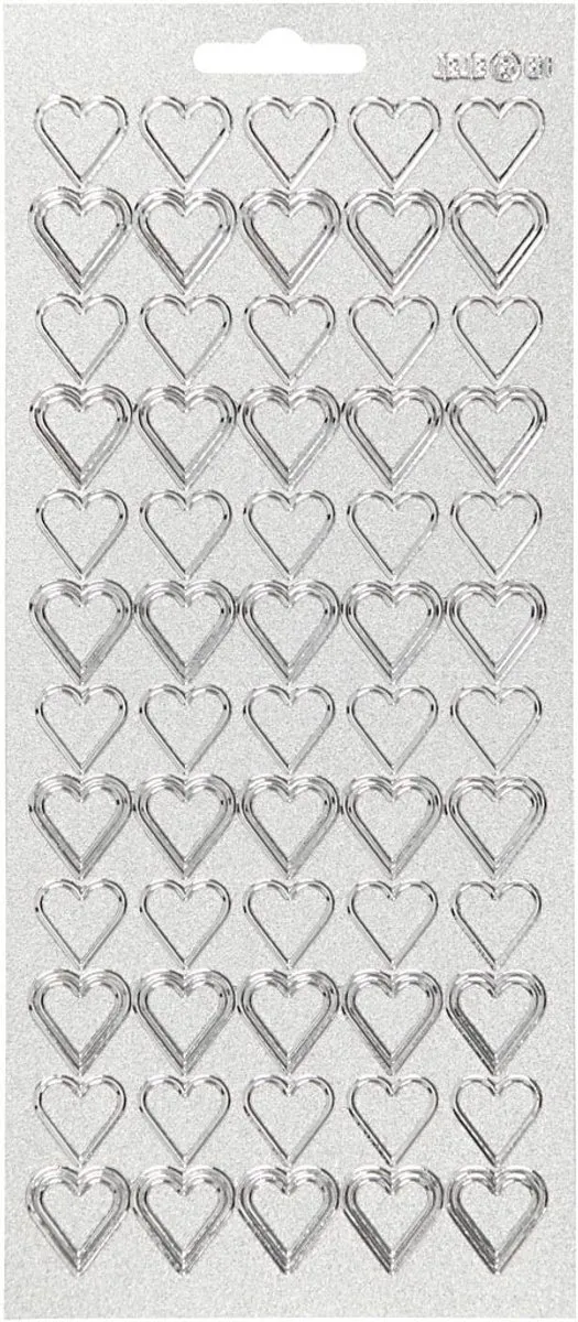 Creativ Company Zilver Harten Stickers - 10x23cm