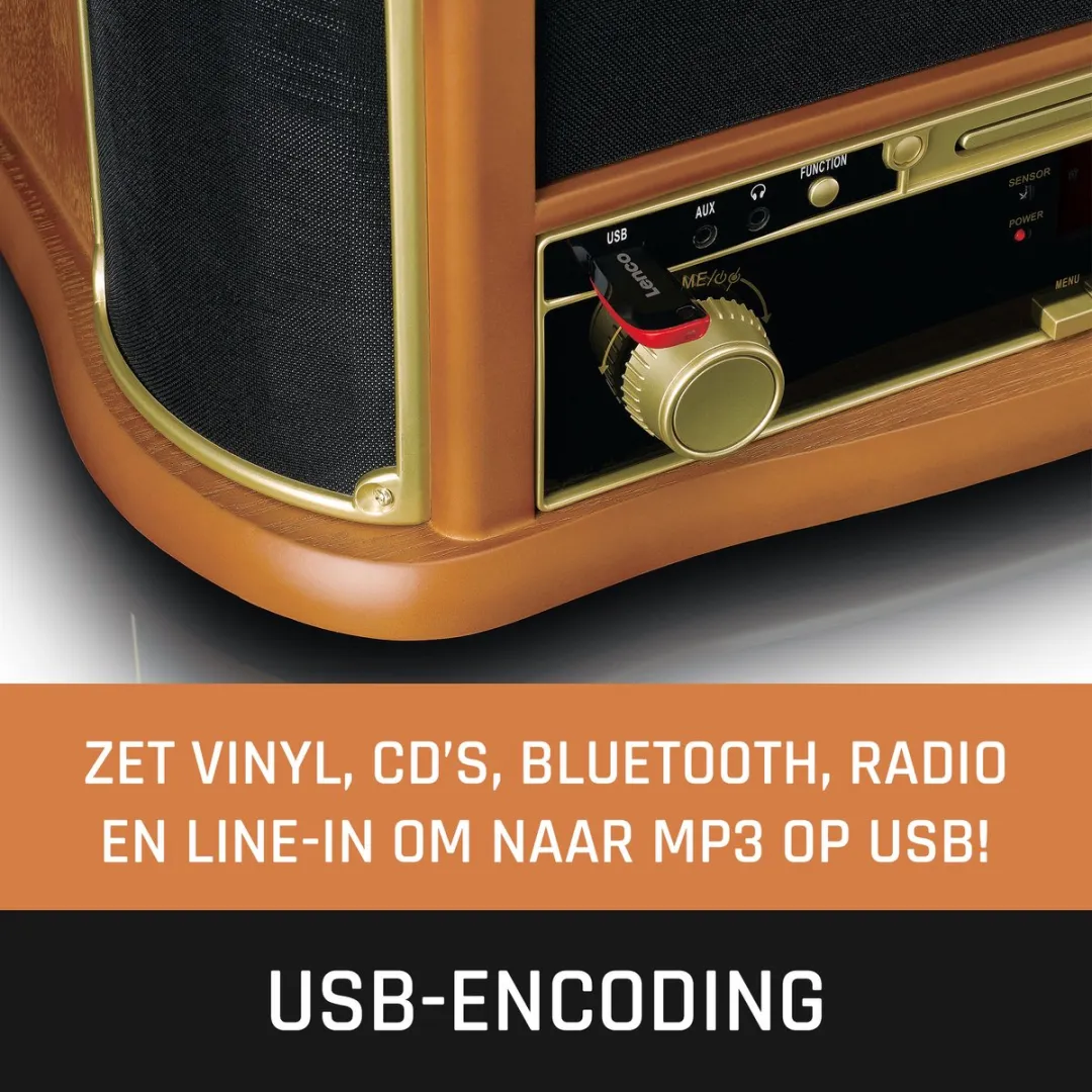 Lenco Classic Phono TCD-2571WD Platenspeler - Bluetooth - DAB Radio - Hout